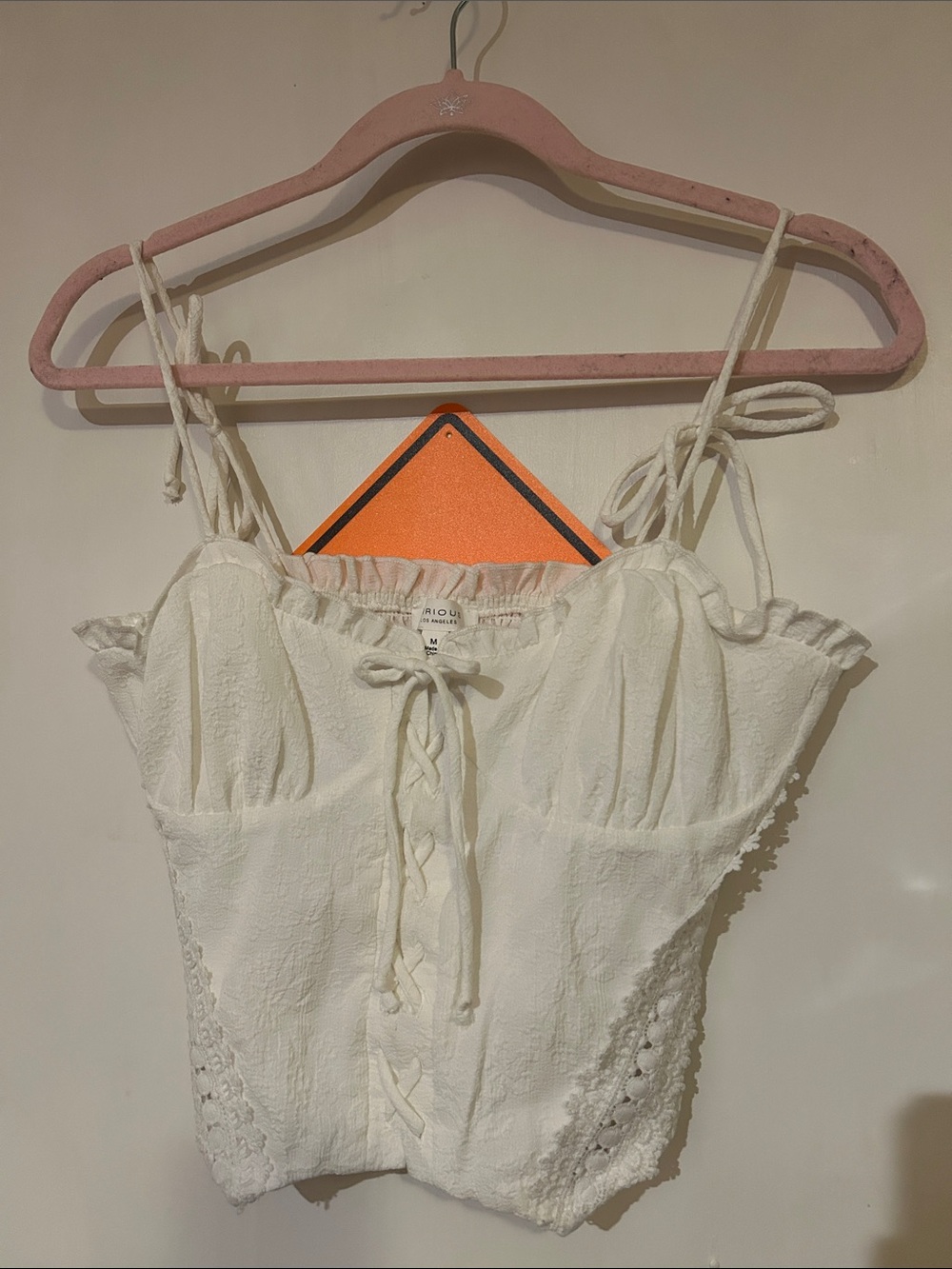 White Crochet-Trim Tie-Front Bandeau Top - Unknown Brand